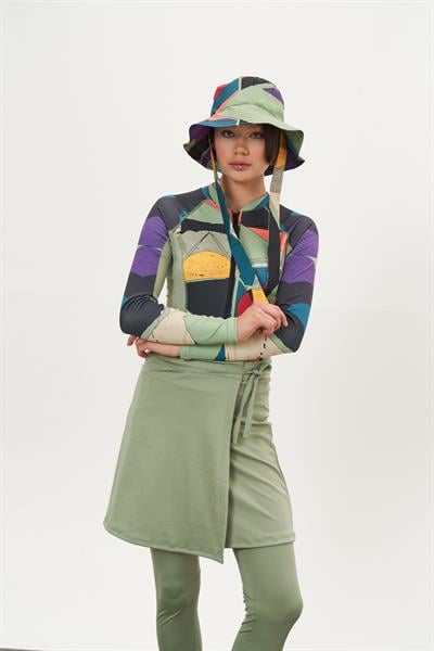 Bucket Plaj Şapka Desen Çağla