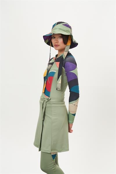 Bucket Plaj Şapka Desen Çağla