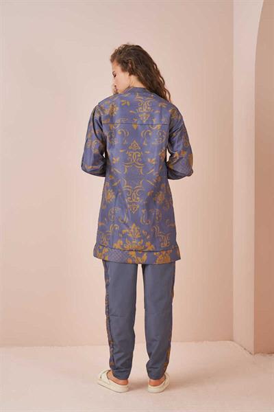 Çini Desen Tesettür Mayo Kısa Gri