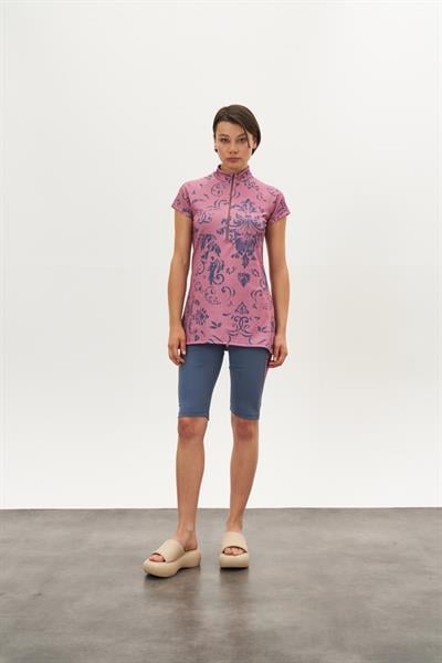 Çini Desen Yarı Kapalı Mayo GülKurusu