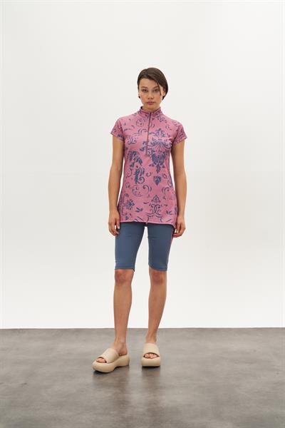 Çini Desen Yarı Kapalı Mayo GülKurusu