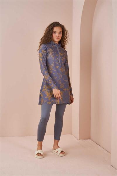 Çini Performans Tesettür Mayo Takımı Gri