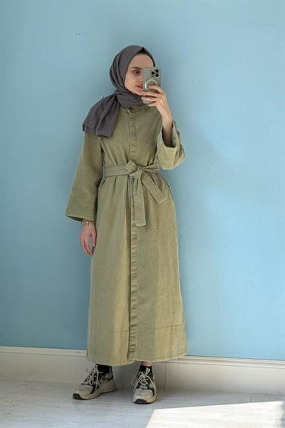Denim Ferace Elbise Yeşil