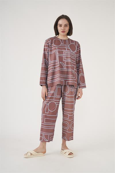 Patterned Trousers Brown