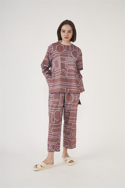 Patterned Trousers Brown