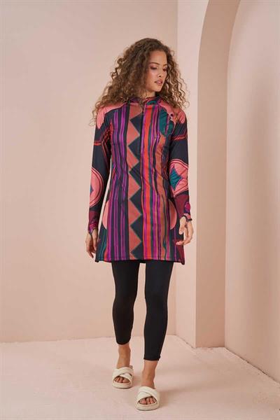 Etnik Performans Tesettür Mayo Takımı Siyah