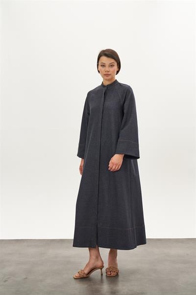 Ferace Denim Elbise Koyu Mavi