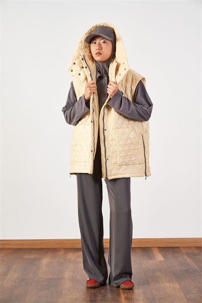 Geniş Kalıp Kapitone Şişme Kadın Yelek Butter Yellow