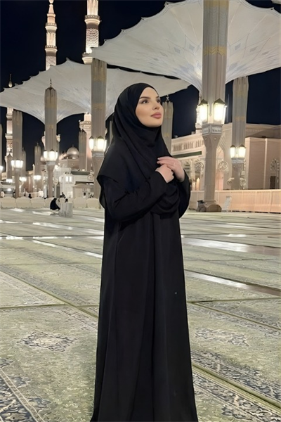 Hazır Şallı Tek Parça Namaz Elbisesi Siyah