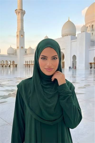 Hazır Şallı Tek Parça Namaz Elbisesi Zümrüt Yeşili