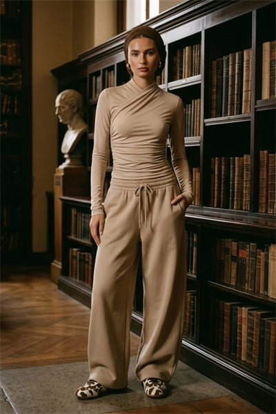 HELİA | Kruvaze Detaylı Drapeli Bluz Kum Bej