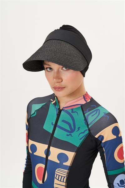 Katlanır Vizör Hasır Şapka Güneş Koruyucu Siperlik Siyah