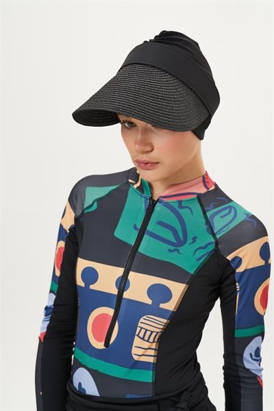 Katlanır Vizör Hasır Şapka Güneş Koruyucu Siperlik Siyah