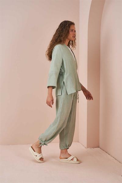 Kruvaze Kimono Müslin Bluz Yeşil