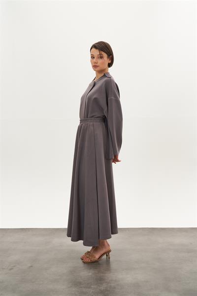 Kruvaze Modal Etek Gri
