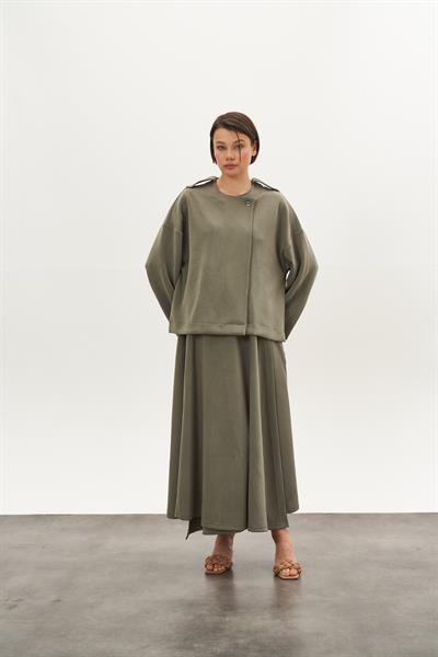 Kruvaze Modal Etek Haki