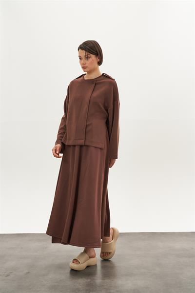 Kruvaze Modal Etek Kahve