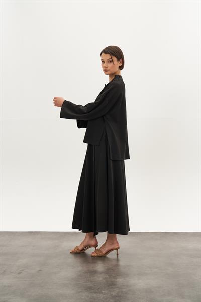 Kruvaze Modal Etek Siyah