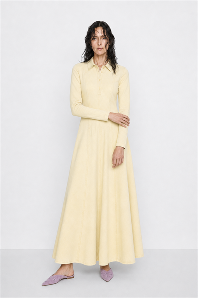 LENA | Parçalı Denim Elbise Butter Yellow