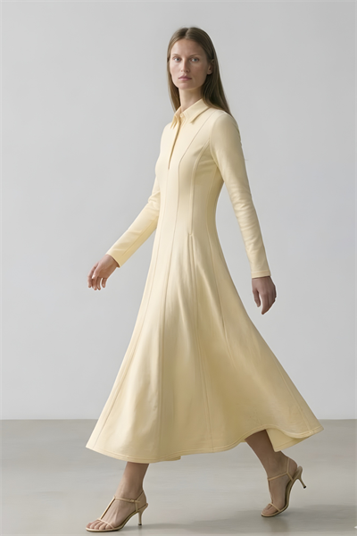 LENA | Parçalı Denim Elbise Butter Yellow