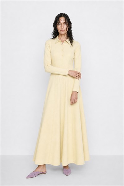 LENA | Parçalı Denim Elbise Butter Yellow