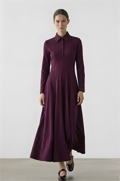 LENA | Parçalı Denim Elbise Mürdüm