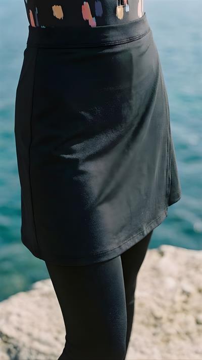 Likralı Çıtçıtlı Pratik Pareo Plaj Eteği Siyah