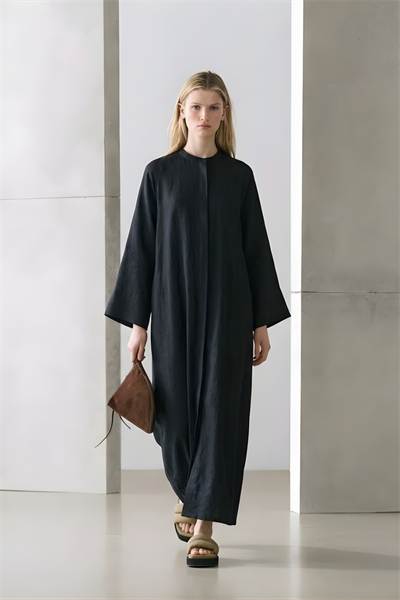 LİNA | Ferace Müslin Elbise Siyah