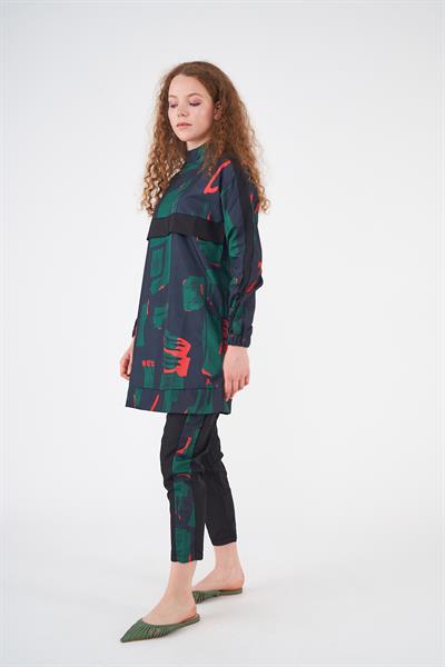 Maysa Desen Tesettür Mayo Siyah Kısa