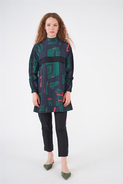 Maysa Desen Tesettür Mayo Siyah Kısa