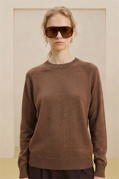 MİLA | Rahat Kesim İnce Dokulu Triko Bluz Kahve