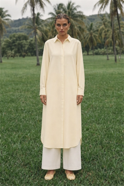 NOLA | Düz Tunik Uzun Butter Yellow