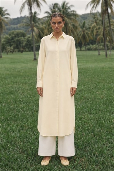 NOLA | Düz Tunik Uzun Butter Yellow