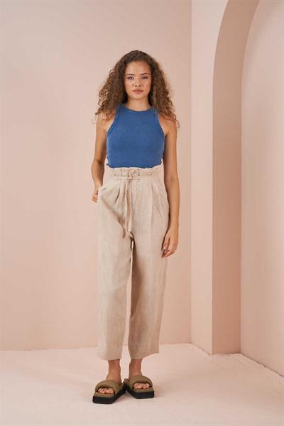 Paperbag Linen Trousers Stone