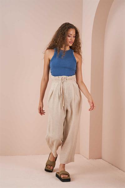Paperbag Linen Trousers Stone
