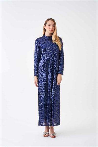 Payet Abiye Elbise Gece Mavisi