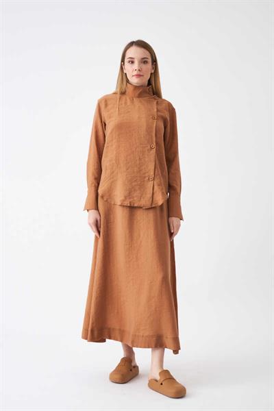 Groined Model Skirt Brown