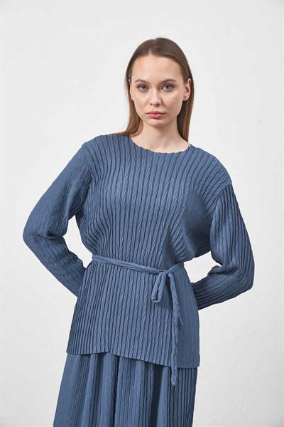 Pleated Blouse indigo