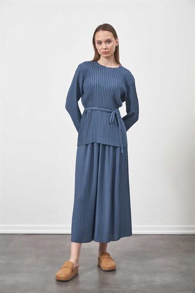 Pleated Blouse indigo