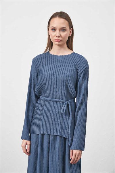 Pleated Blouse indigo