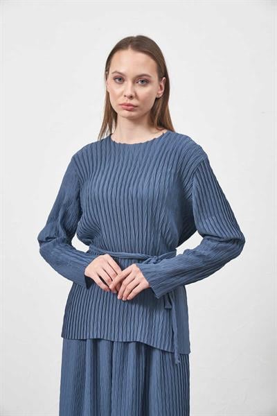 Pleated Blouse indigo