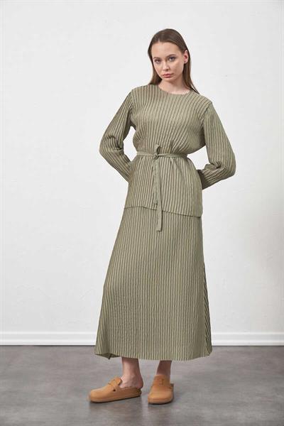 Pleated Skirt Almond Green