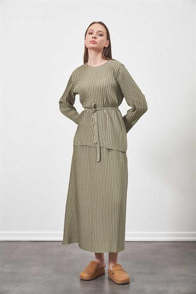 Pleated Skirt Almond Green