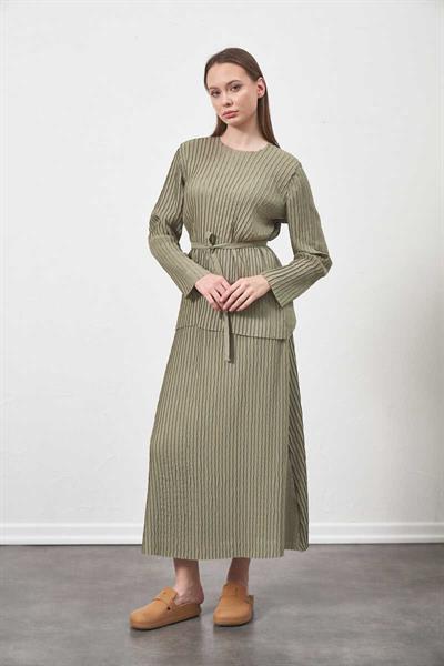 Pleated Skirt Almond Green