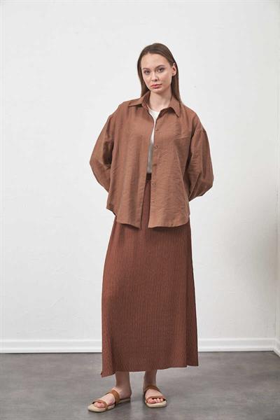 Pleated Skirt Brown