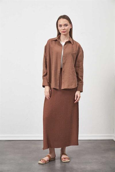Pleated Skirt Brown