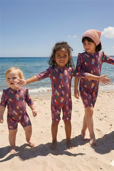 Puantiye Desen Çocuk Mayo Gül Kurusu