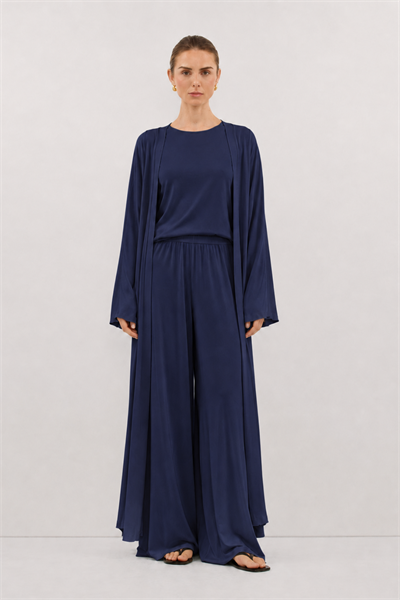 Relaxia | 3 lü Kimono Pantolon Tişört Takım İndigo