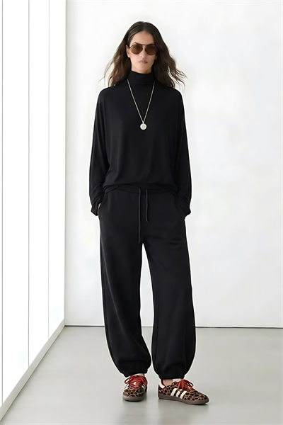 RHEA | Barrel Fit Pantolon Eşofman Siyah