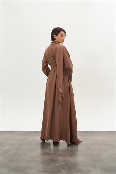 Şal Yaka Ferace Elbise Lacivert